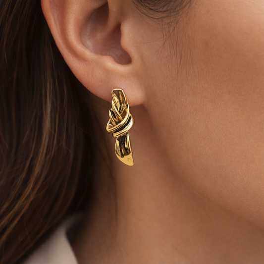 Golden Knot Drop Earrings