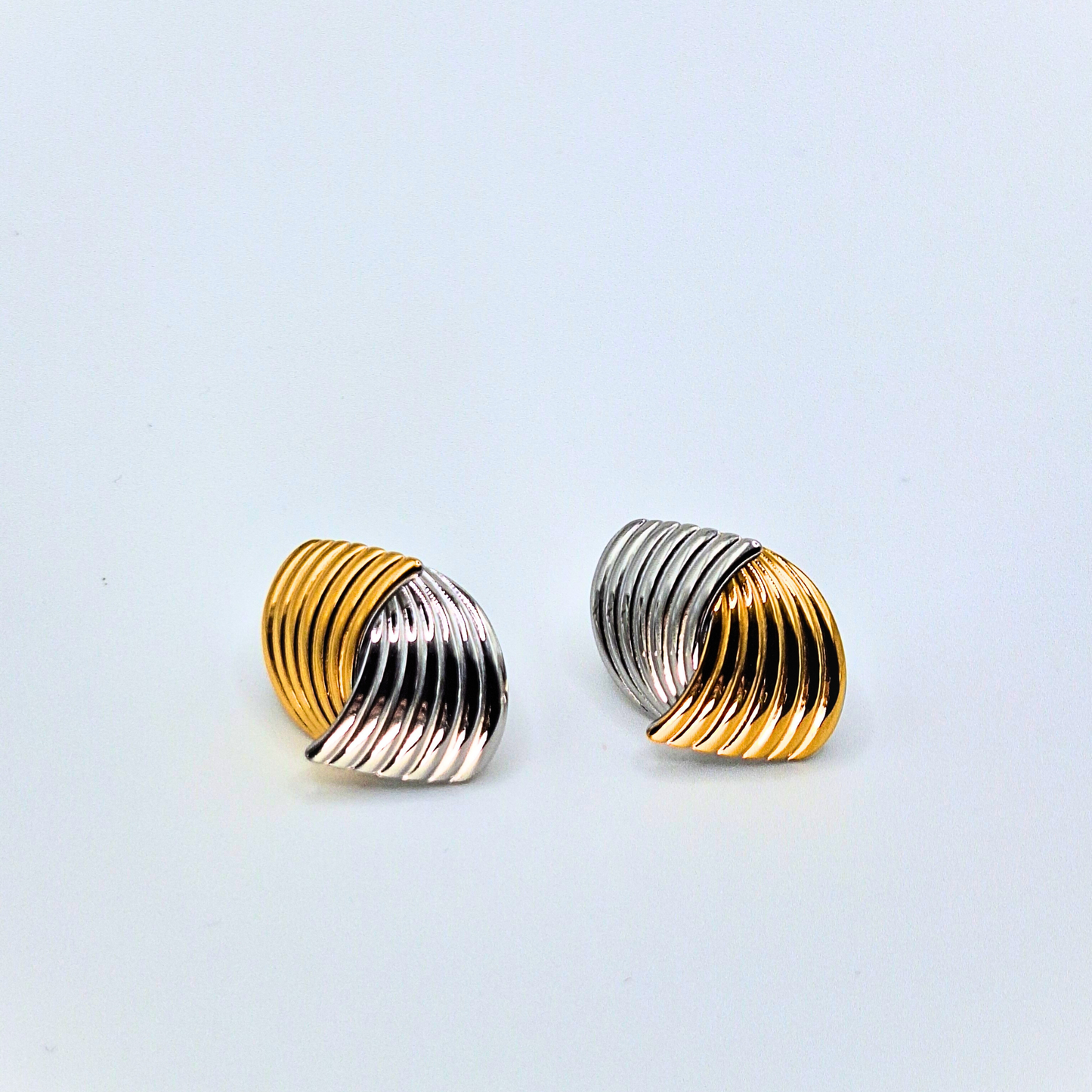 Duo-Tone Swirl Stud Earrings
