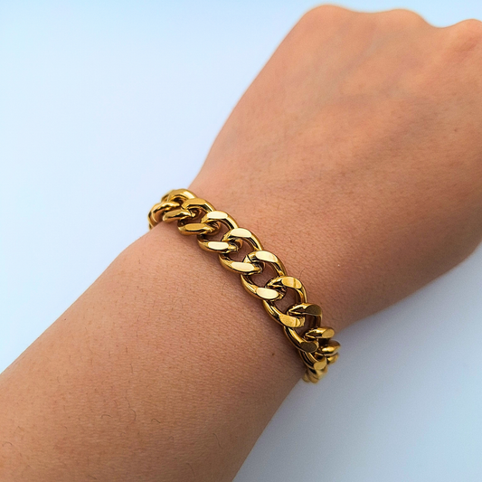 Bold Gold Curb Chain Bracelet