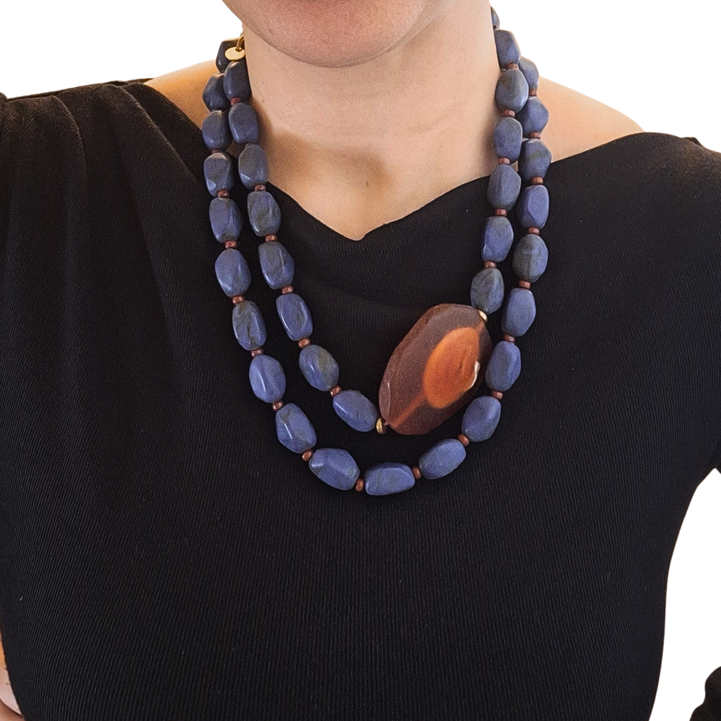 Blue Double-Strand Statement Necklace