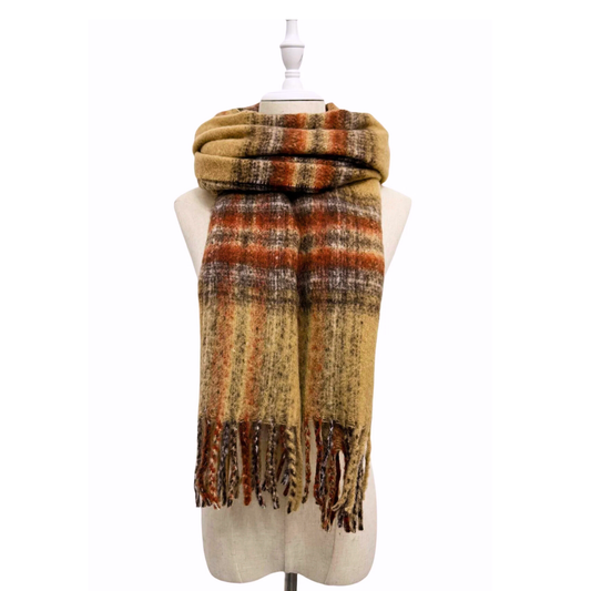Woven Check Tassel Scarf