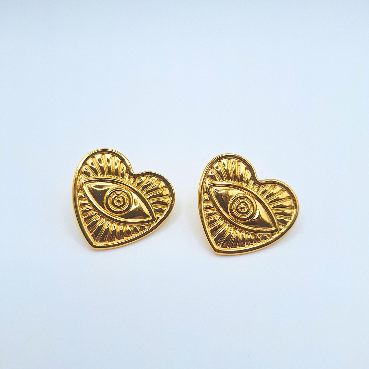 Heart Evil Eye Stud Earrings