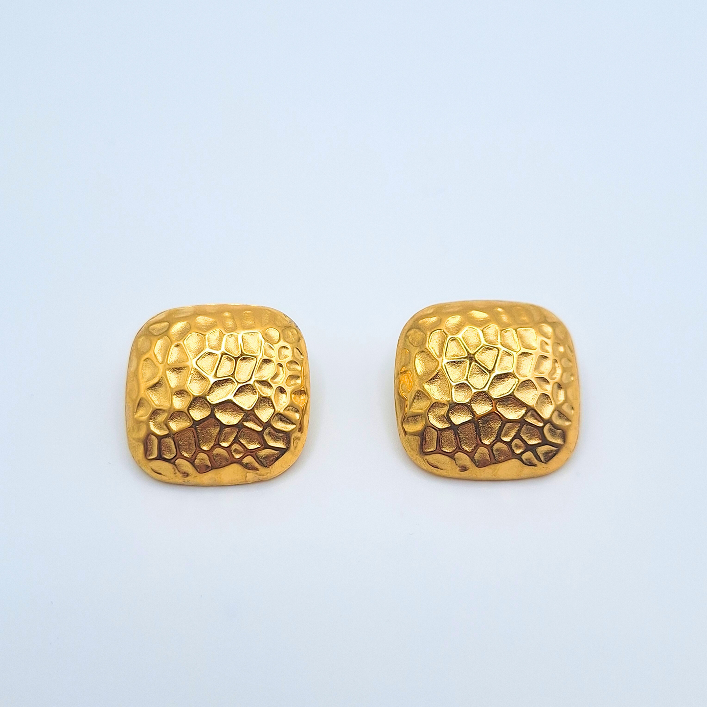Textured Gold Mosaic Stud Earrings