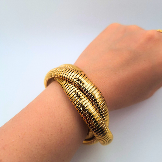 Triple Twist Gold Coil Bracelet