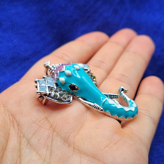 Turquoise Elephant Charm Pin Brooch