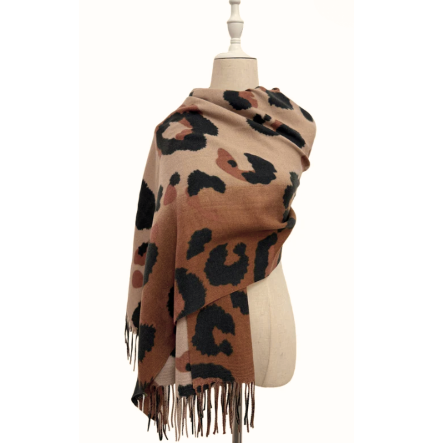 Mocha Leopard Wrap Scarf