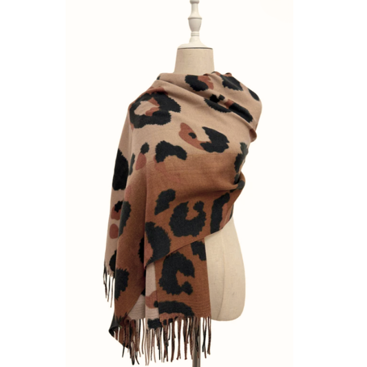 Mocha Leopard Wrap Scarf
