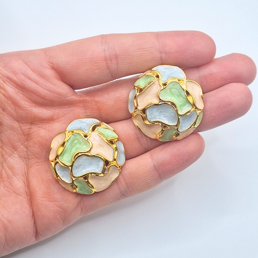 Pastel Mosaic Stud Earrings
