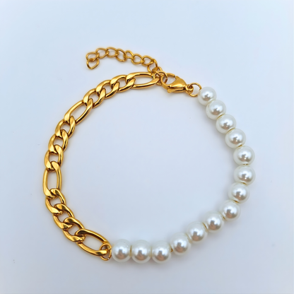 Pearl Chain Bracelet - Gold & Silver