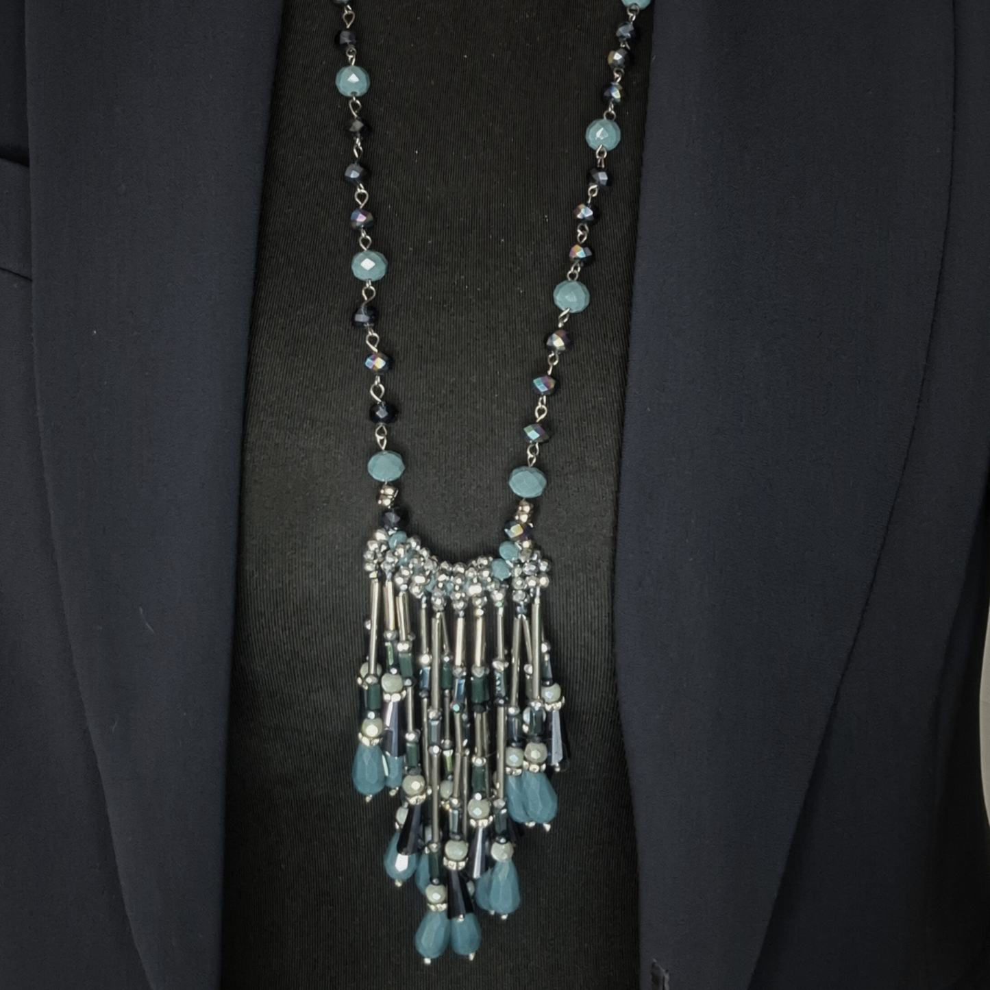 Fringed chandelier statement necklace