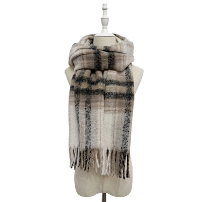 Woven Check Tassel Scarf