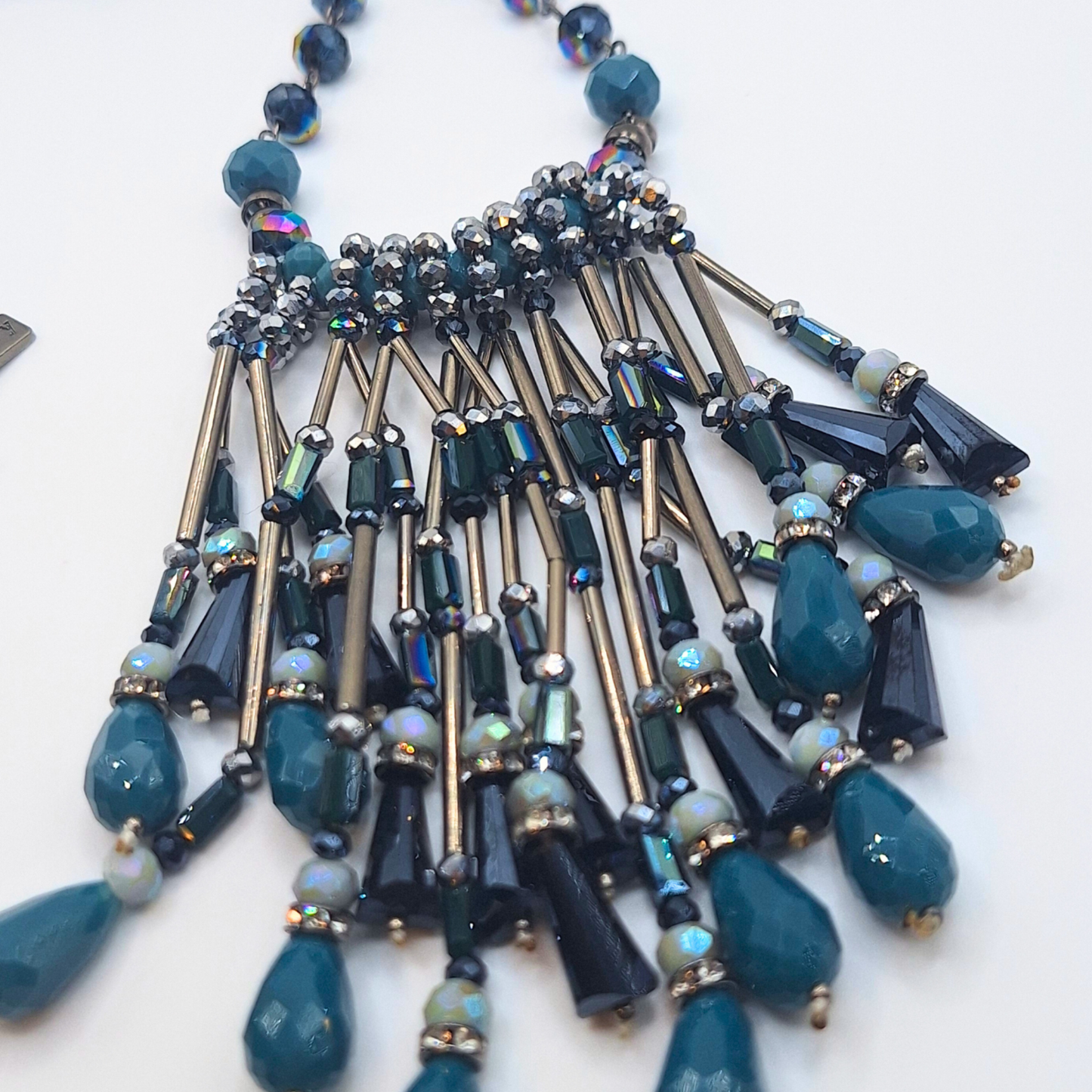 Fringed chandelier statement necklace