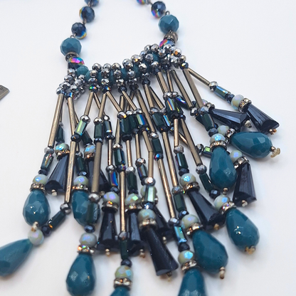 Fringed chandelier statement necklace