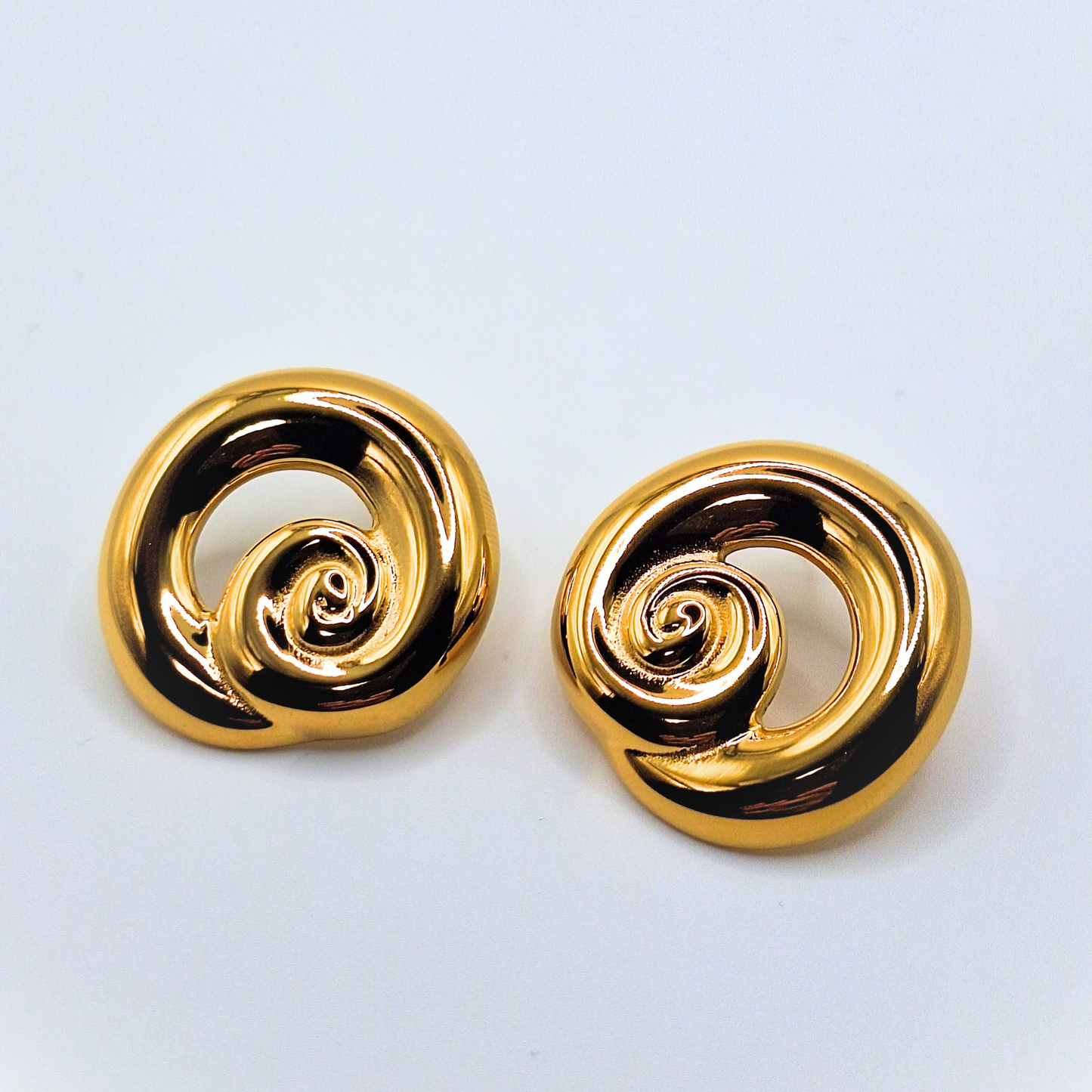 Golden Spiral Glow Stud Earrings