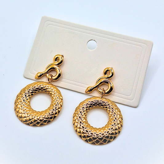 Gilded Mosaic Circle Stud Earrings