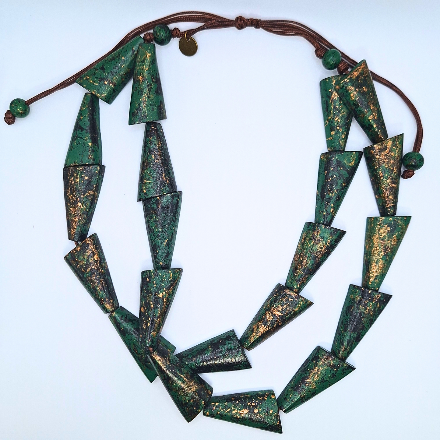 Emerald Adjustable Wooden Statement Necklace