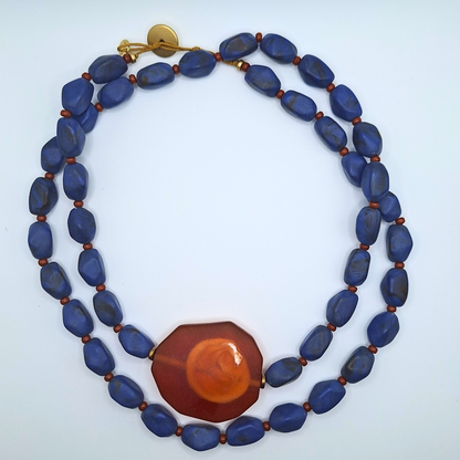 Blue Double-Strand Statement Necklace