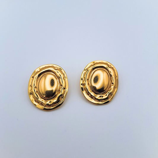 Molten Oval Statement Gold Earrings
