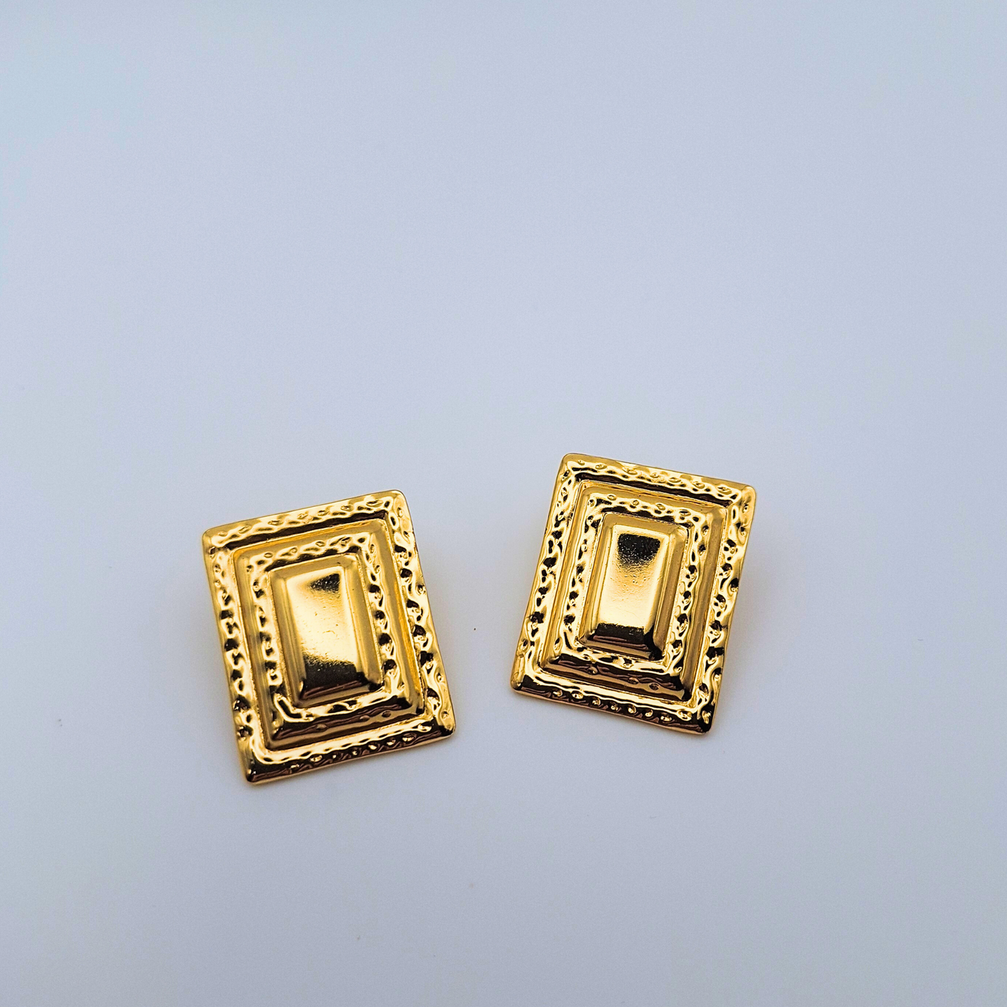 Golden Frame Rectangle Earrings