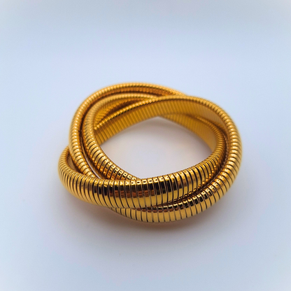 Triple Twist Gold Coil Bracelet