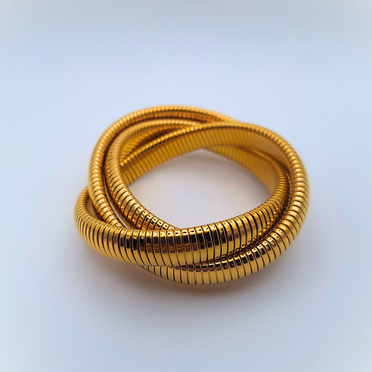Triple Twist Gold Coil Bracelet