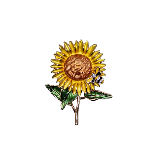 Sunflower & Bee Magnetic Brooch