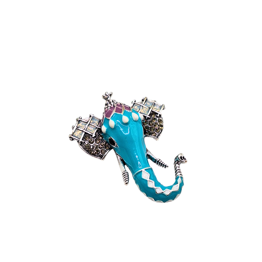 Turquoise Elephant Charm Pin Brooch