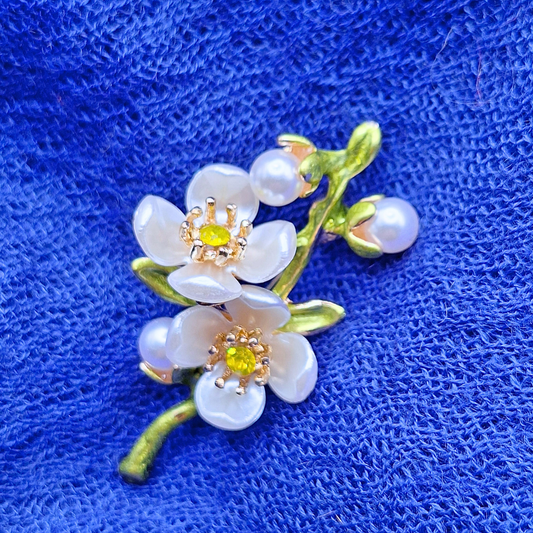 Pearl Blossom Branch Pin Brooch
