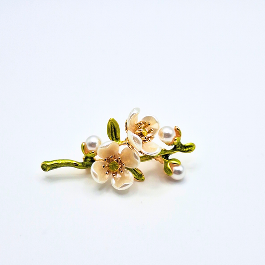 Pearl Blossom Branch Pin Brooch