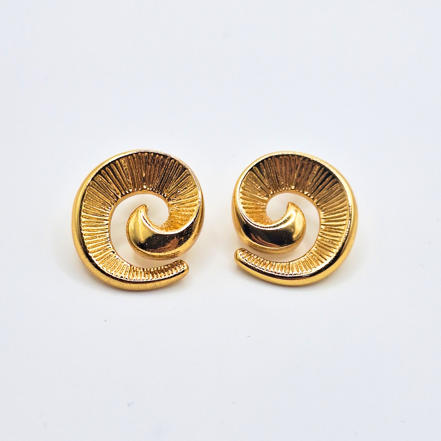 Gold Spiral Sunburst Stud Earrings