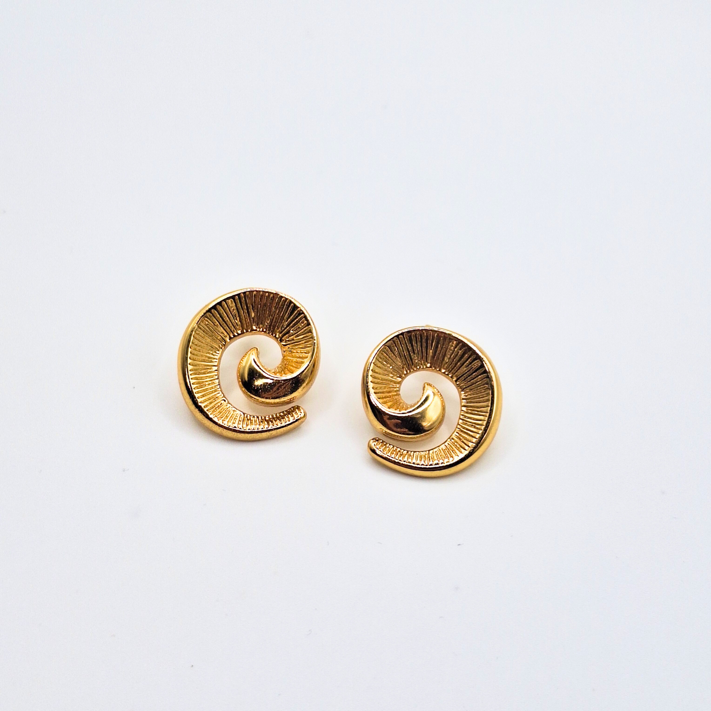 Gold Spiral Sunburst Stud Earrings
